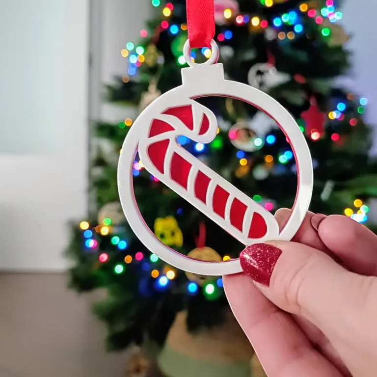 Loví Personalizaciones - Adorno Navideño bastón en acrílico 2 capas