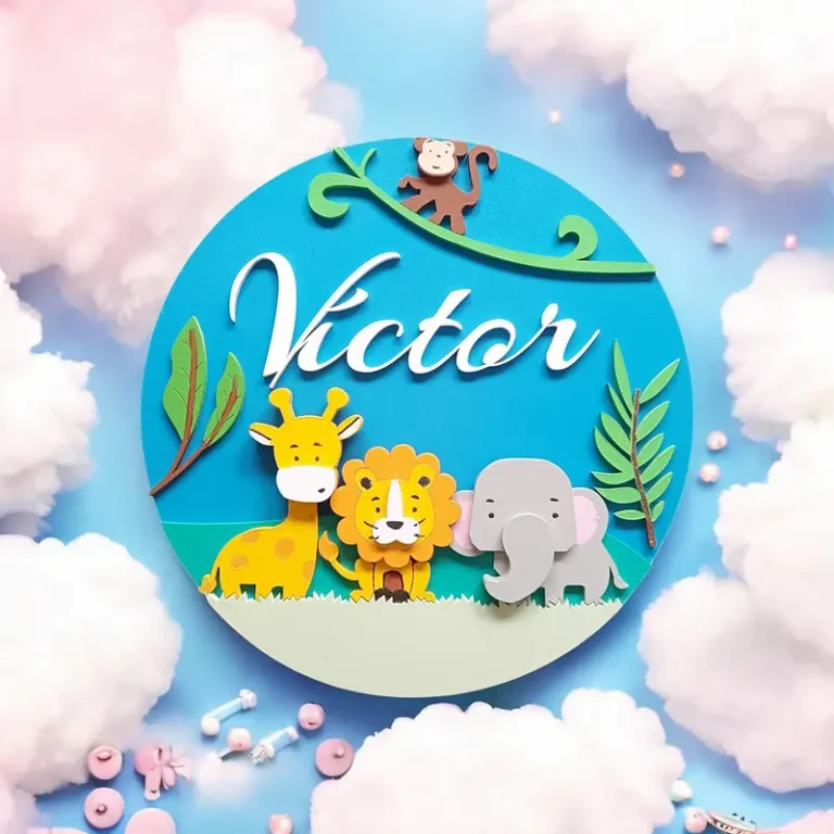 Loví Personalizaciones - Placa Infantil Safari Personalizada Pintada a Mano